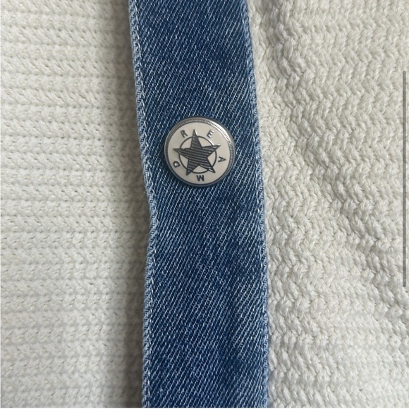 Sandro Paris Nino Cardigan White Knit Denim Blue Trim 100% Cotton Size 2 M - Picture 4 of 6